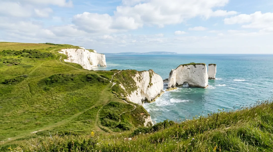 Illustrative view of Old Harry Rocks and the Dorset coastline