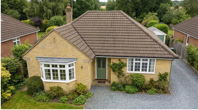 The same illustrative bungalow after moss removal retaining its original weathered brown tile colour