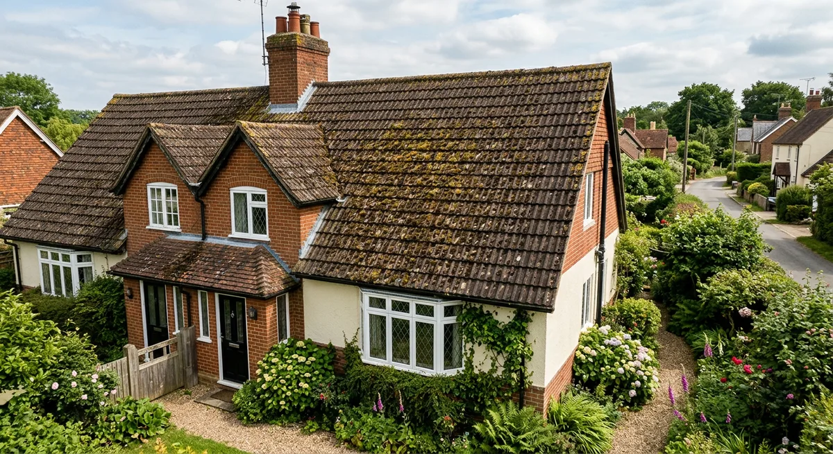 Illustrative moss on suitable concrete roof tiles, not a verified customer project