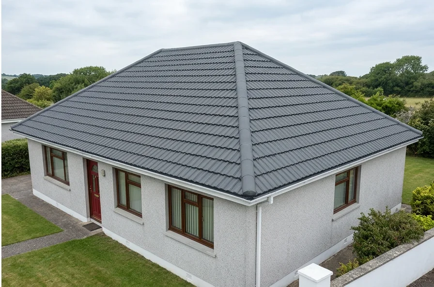 The same illustrative bungalow with an anthracite coloured finish on the concrete tiles