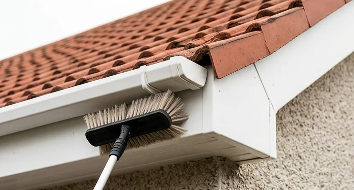 Illustrative soft brush washing white fascia and soffit