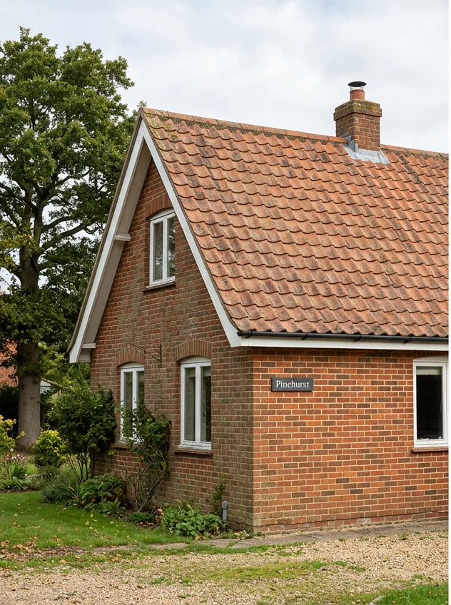 Illustrative red brick cottage with a cleaned natural terracotta roof retaining its original colour