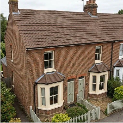 The same illustrative red brick home with moss removed and existing brown tile colour retained