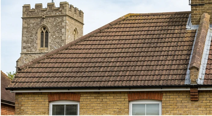 Illustrative tiled roof for discussing preparation before cleaning