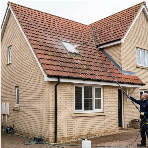 Illustrative specialist treatment application to a separate tiled roof
