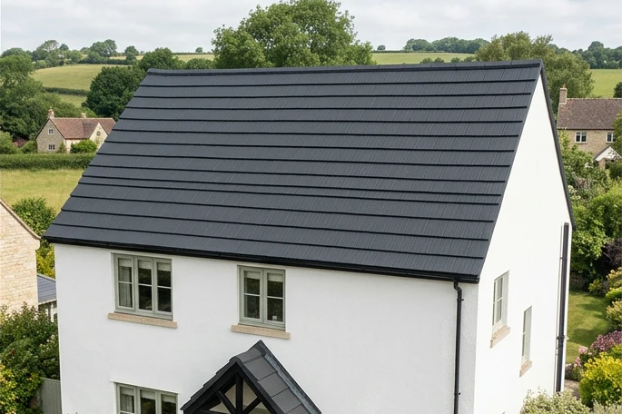 Illustrative white house with a refreshed anthracite roof colour